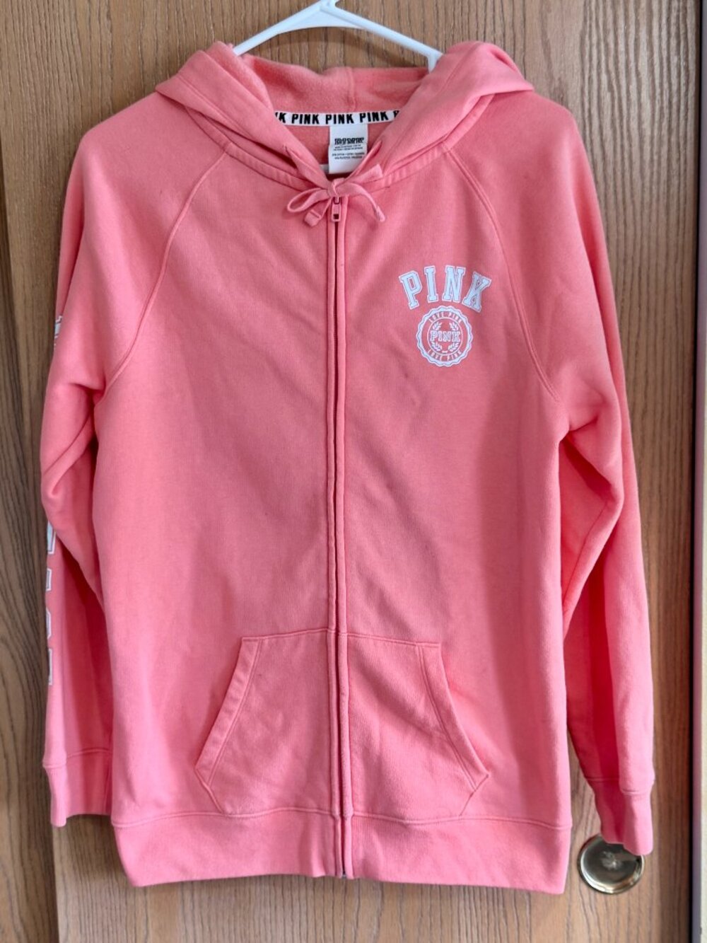PINK Victoria’s Secret Coral Color Full Zip Hoodie Lightweight Size XS
